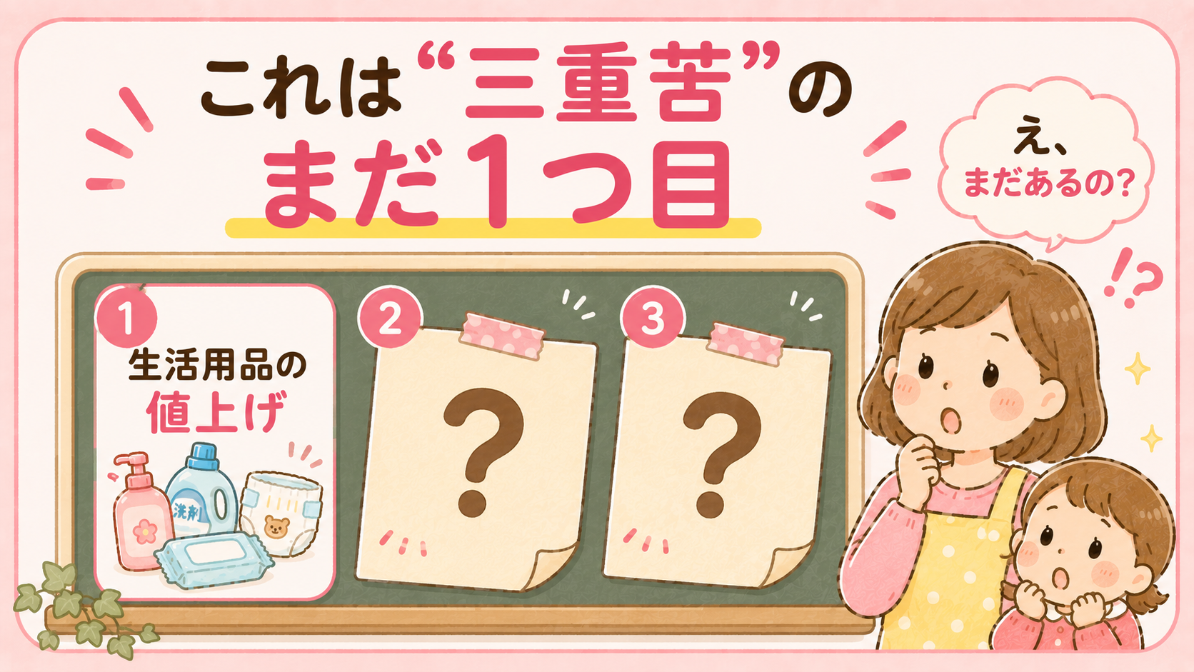 生活用品の値上げは三重苦のまだ1つ目であることを示す図解